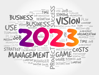 2023 New Year Goals word cloud, business concept background