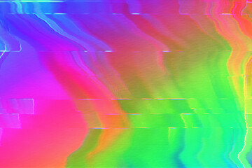 Abstract purple pink green pastel rainbow wavy background interlaced digital Distorted Motion glitch effect. Futuristic striped glitched cyberpunk design Retro rave 90s unicorn candy colors aesthetic
