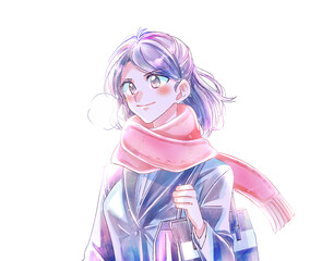 スーツを着た女性　冬