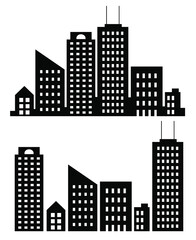Building vector set illustrations of a silhouette of city