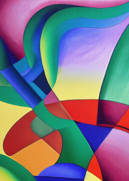 Abstract colorful wavy lines and figures
