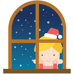 Snowy Christmas Night Expectant Girl
- 552651410