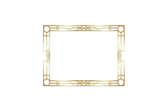 Elegant Gold Shiny Vintage Geometric Border Frame Transparent 