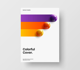Simple placard A4 design vector template. Modern realistic balls catalog cover illustration.