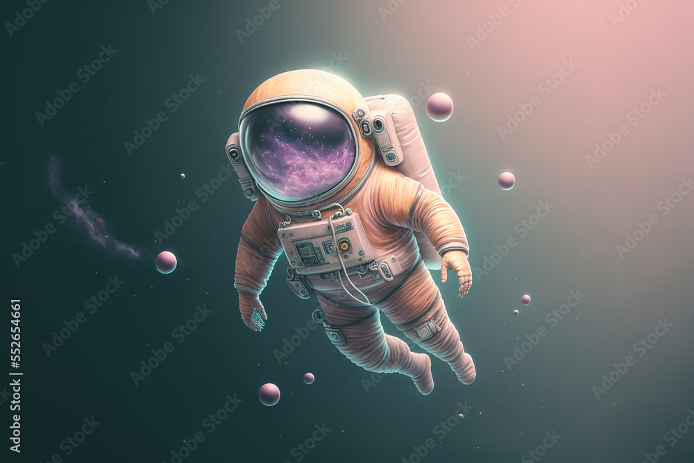 Canvas Prints beautiful painting of an astronaut on a different planet. generative ai