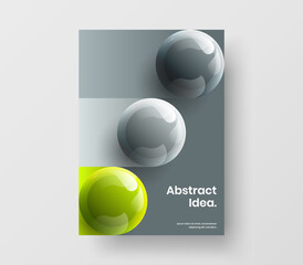 Abstract cover vector design concept. Isolated realistic spheres booklet template.