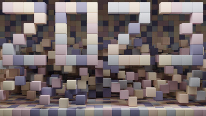 3D rendering 8K wallpaper background of retro-colored 2023 new year card