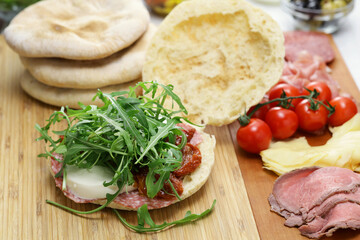 Puccia( a sandwich made of pizza dough), Italian Puglia food