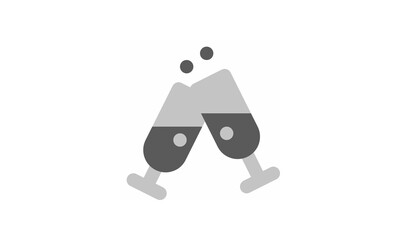 glass toast icon vector illustration Black and white and decorative elements. Christmas holiday 