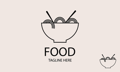 Food Logo Design Template With Noodles and Bowl.