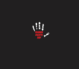 Human Rights day vector concept. Earth and hand print. Isolated on Black Background. vector illustrations. 