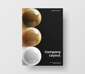 Vivid realistic balls annual report template. Isolated postcard A4 design vector illustration.
