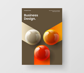 Isolated pamphlet vector design illustration. Original realistic spheres front page layout.