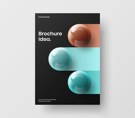 Abstract realistic balls postcard layout. Geometric corporate cover A4 design vector illustration.