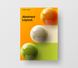 Vivid realistic balls catalog cover illustration. Multicolored pamphlet A4 vector design concept.