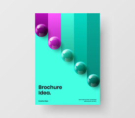Original company brochure vector design concept. Isolated 3D balls pamphlet illustration.