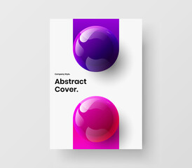 Premium 3D spheres company brochure layout. Modern annual report vector design concept.