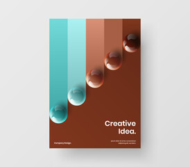 Amazing realistic spheres brochure concept. Vivid annual report vector design illustration.