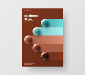 Premium cover A4 vector design template. Minimalistic realistic spheres company identity illustration.