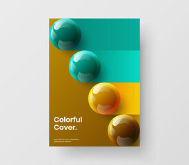 Bright 3D spheres company identity template. Amazing front page A4 vector design layout.