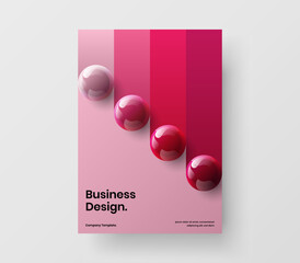 Fresh realistic spheres corporate cover illustration. Bright company brochure A4 vector design template.
