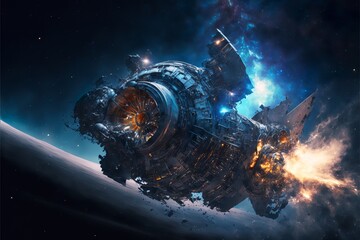 Obraz na płótnie Canvas Starships and battleships in the space, bacground