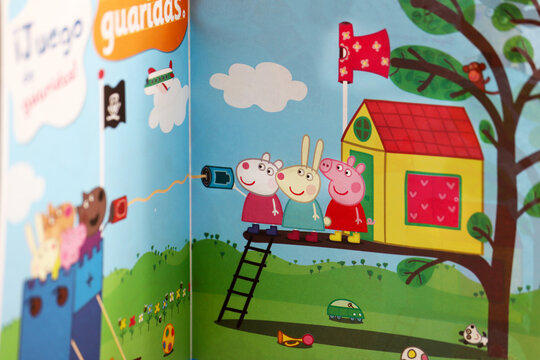 Magazine for children of the character Peppa Pig and friends in Treehouse. Cartoon for babies and toddlers. Activity book for kids.