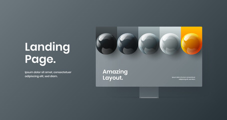 Simple landing page design vector template. Clean computer display mockup site illustration.