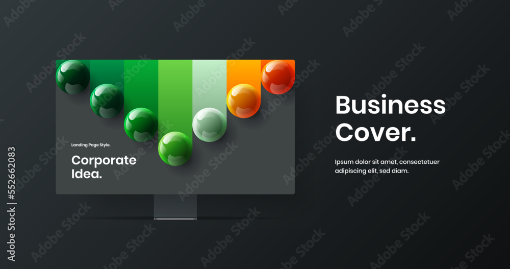 Poster premium site screen design vector concept. minimalistic computer display mockup banner illustration.