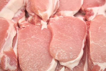 Raw meat on display in the store