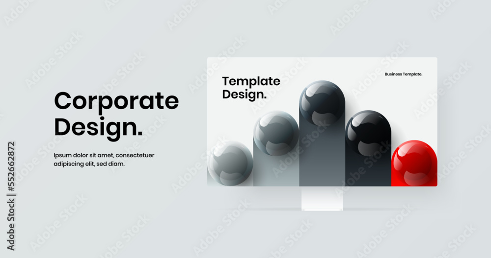Poster vivid site design vector template. unique computer monitor mockup banner concept.