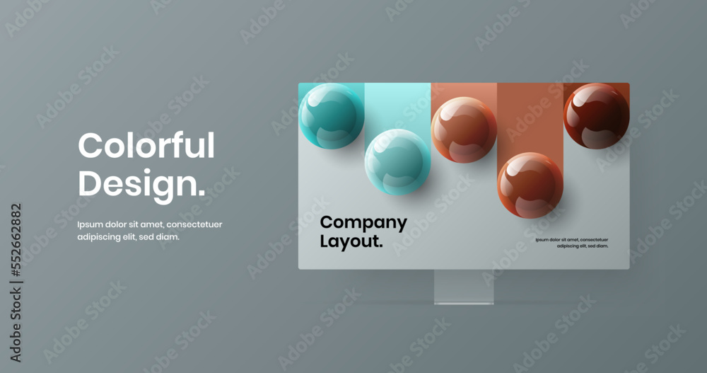 Poster vivid site design vector illustration. modern display mockup web project template.