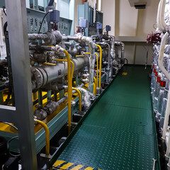 Machinery space of a bulk carrier Panamax vessel