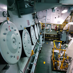 Machinery space of a bulk carrier Panamax vessel