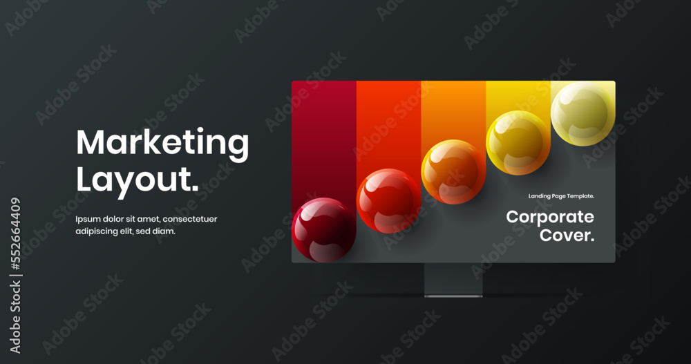 Poster vivid banner vector design template. original computer monitor mockup website concept.