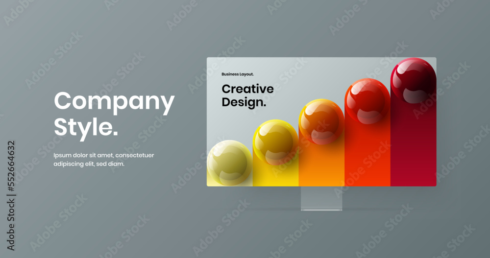 Aufkleber minimalistic computer monitor mockup web banner template. vivid site design vector illustration.