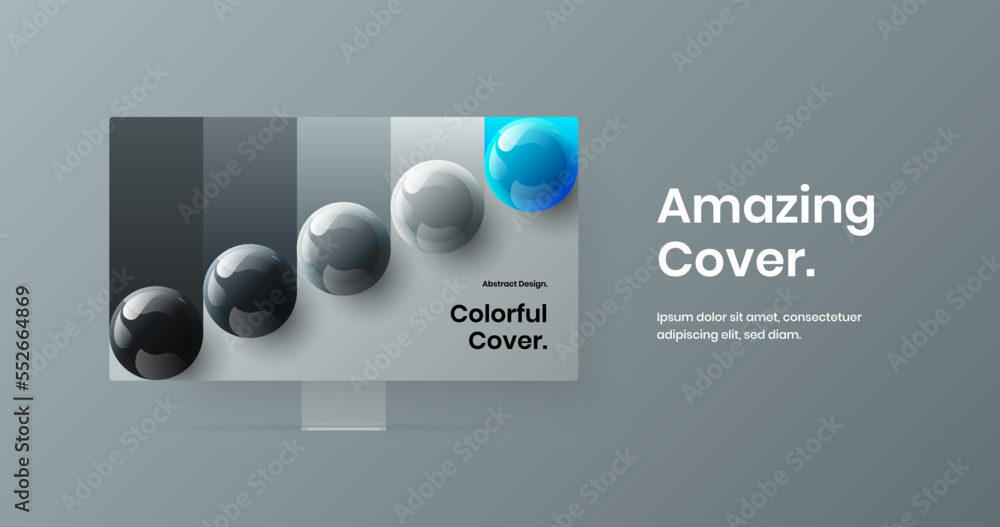 Poster premium landing page design vector layout. colorful computer display mockup site illustration.