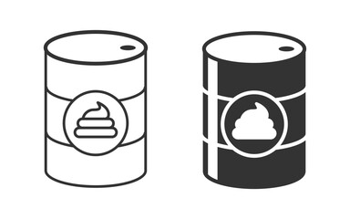Barrel of shit. Canister with feces. Flat and linear vector illustration.