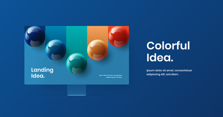 Modern computer monitor mockup web project concept. Amazing site vector design layout.