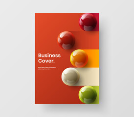 Trendy brochure A4 vector design illustration. Amazing realistic spheres booklet concept.