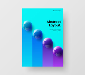 Clean annual report A4 design vector concept. Bright realistic balls corporate cover template.