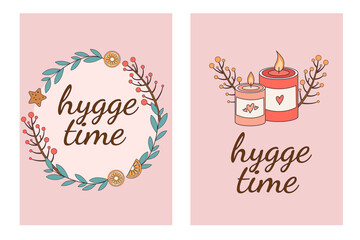 Naklejka premium Scandinavian hygge style card set for you posters and banners
