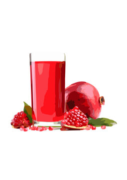 glass of red juice of pomegranate