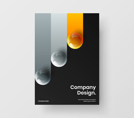 Abstract realistic balls company cover template. Amazing front page A4 design vector illustration.