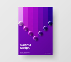 Minimalistic book cover design vector template. Unique 3D balls company identity illustration.