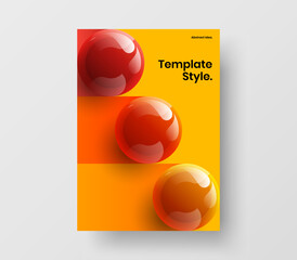 Isolated catalog cover design vector illustration. Clean 3D spheres front page template.