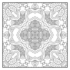 Mandala coloring page for adults. Mandala background. Mandala pattern coloring page. Hand drawn mandala pattern background. Vector black and white coloring page for coloring book.