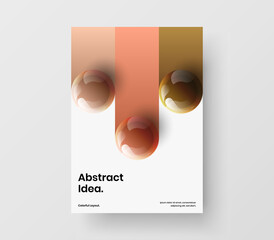 Isolated handbill vector design template. Fresh 3D balls cover concept.