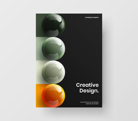 Isolated cover design vector illustration. Bright 3D balls corporate brochure template.