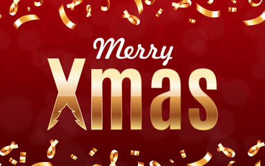 Merry Christmas background. Merry Christmas gold lettering design. EPS10 vector